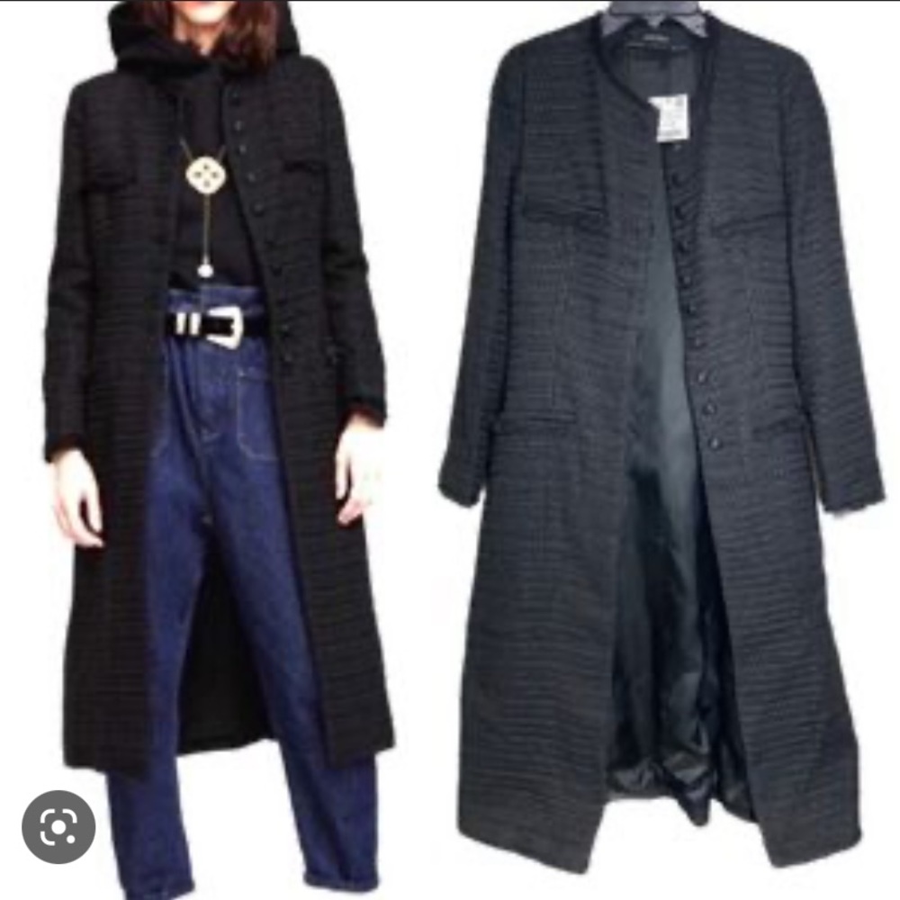 Excellent condition long tweed black coat